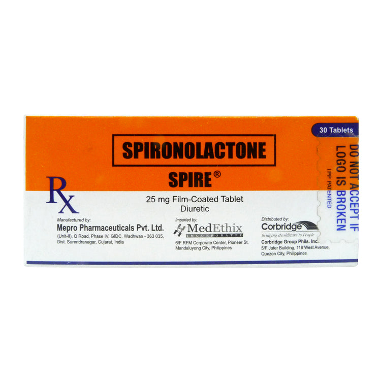 SPIRE Spironolactone 50mg FilmCoated Tablet 1's price in the Philippines MedsGo Pharmacy